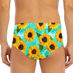 Bright Sunflower Pattern Print Men's Triangle Swim Briefs