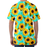 Bright Sunflower Pattern Print Men's Velvet T-Shirt