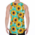 Bright Sunflower Pattern Print Men's Velvet Tank Top