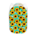 Bright Sunflower Pattern Print Mesh Laundry Hamper