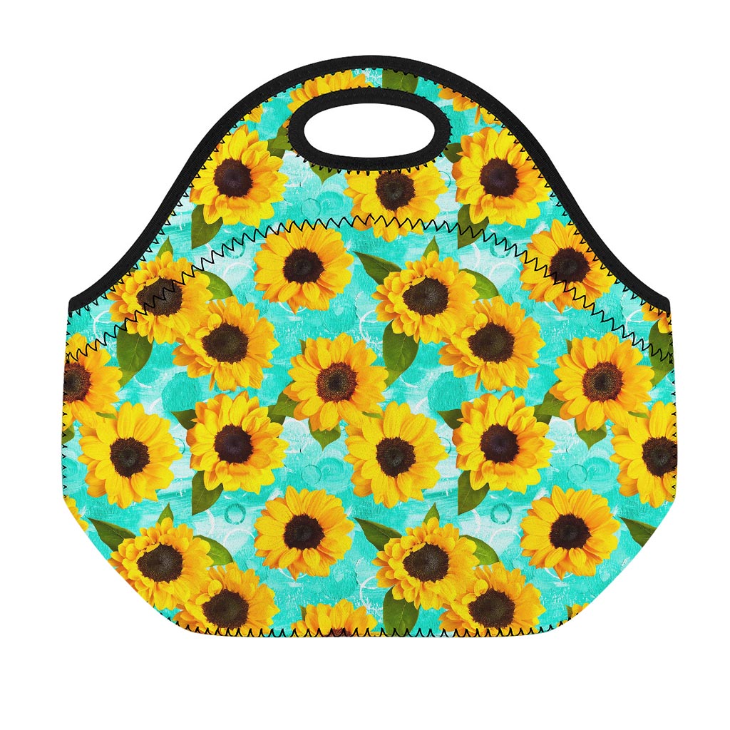 Bright Sunflower Pattern Print Neoprene Lunch Bag