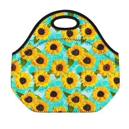Bright Sunflower Pattern Print Neoprene Lunch Bag