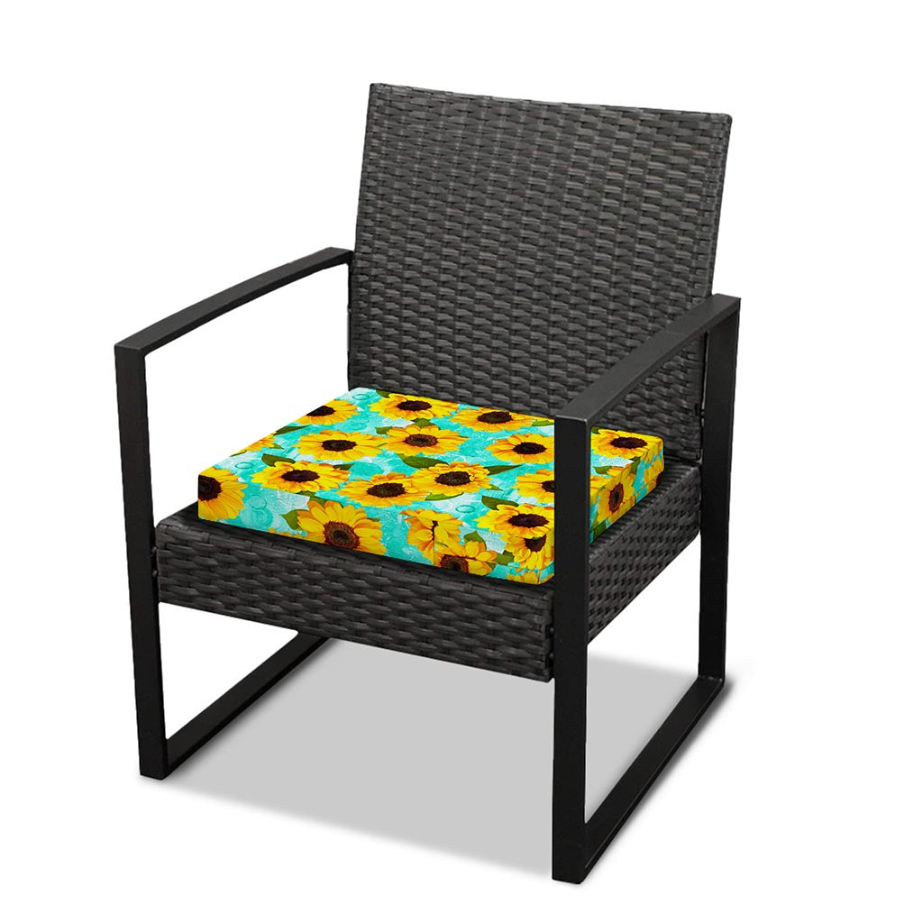 Bright Sunflower Pattern Print Outdoor Seat Cushion Cover