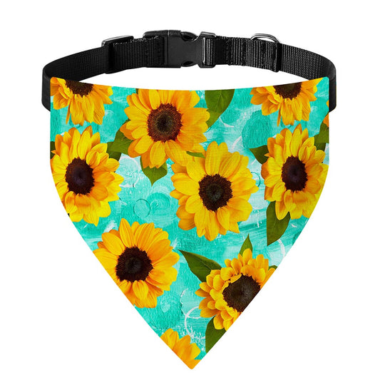Bright Sunflower Pattern Print Over The Collar Dog Bandana