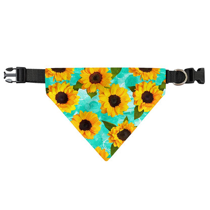 Bright Sunflower Pattern Print Over The Collar Dog Bandana