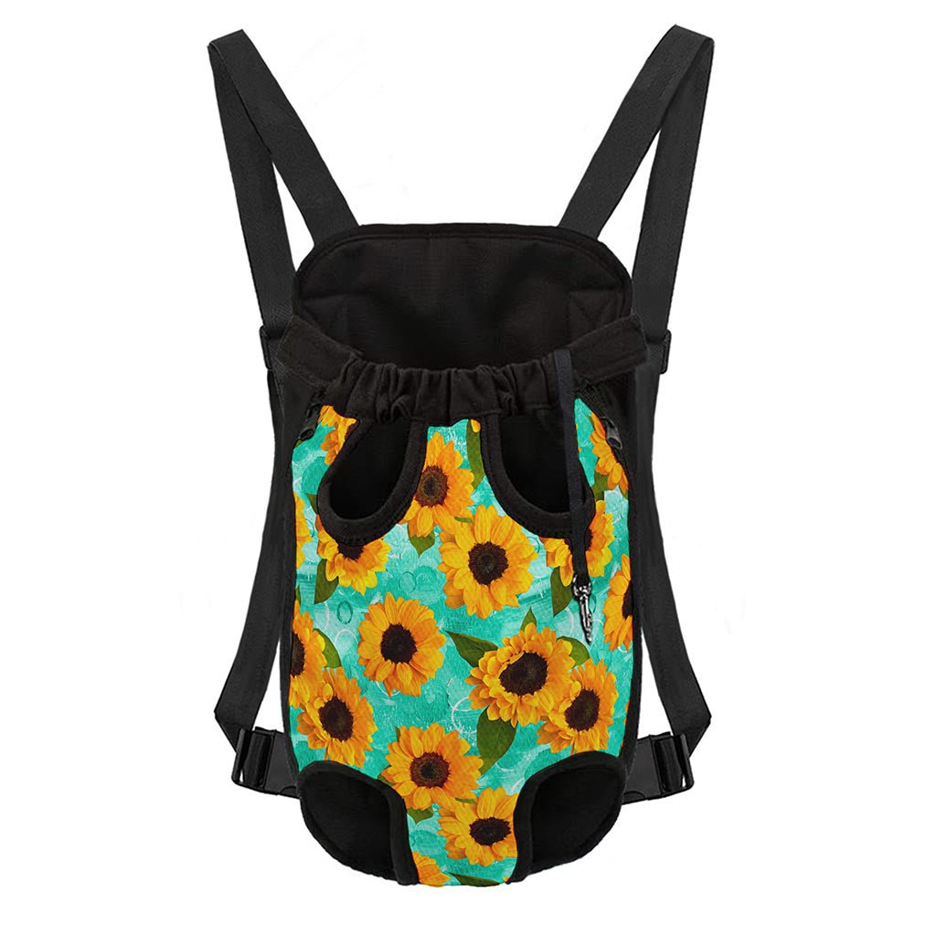 Bright Sunflower Pattern Print Pet Carrier Backpack