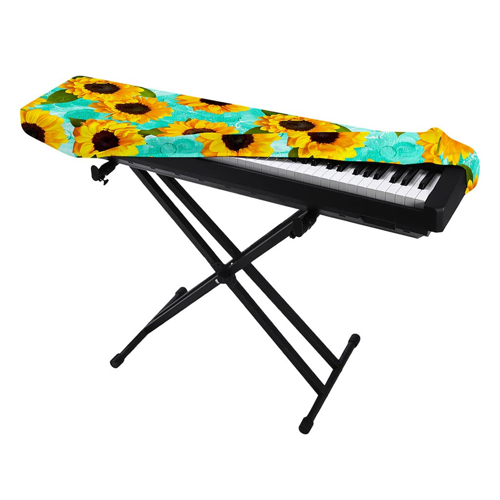 Bright Sunflower Pattern Print Piano Keyboard Cover