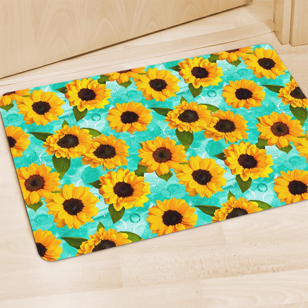 Bright Sunflower Pattern Print Polyester Doormat