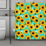 Bright Sunflower Pattern Print Polyester Shower Curtain