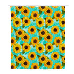 Bright Sunflower Pattern Print Polyester Shower Curtain