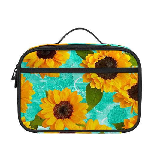 Bright Sunflower Pattern Print Portable Lunch Bag
