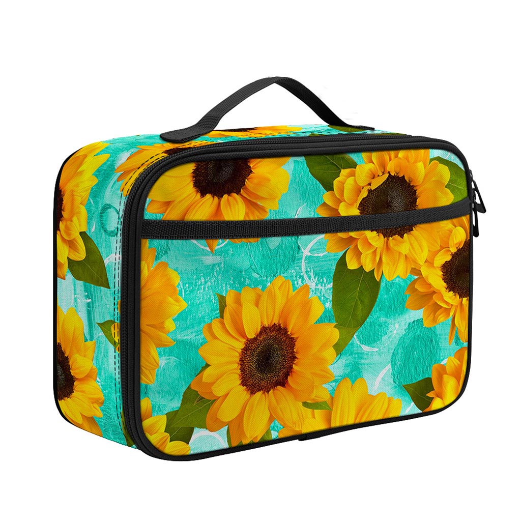 Bright Sunflower Pattern Print Portable Lunch Bag