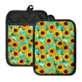 Bright Sunflower Pattern Print Pot Holders With Pocket