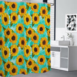 Bright Sunflower Pattern Print Premium Shower Curtain