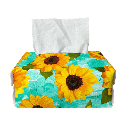 Bright Sunflower Pattern Print Rectangle Tissue Box Cover