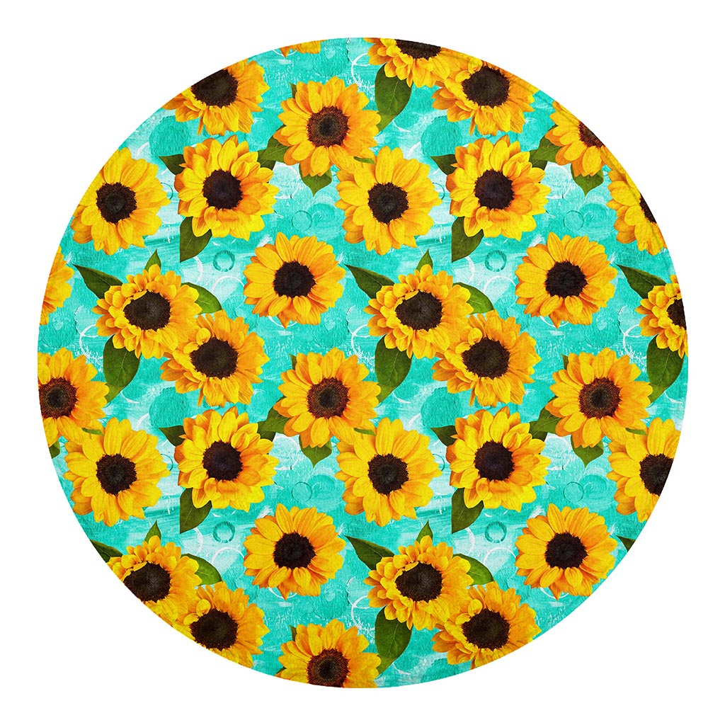 Bright Sunflower Pattern Print Round Blanket