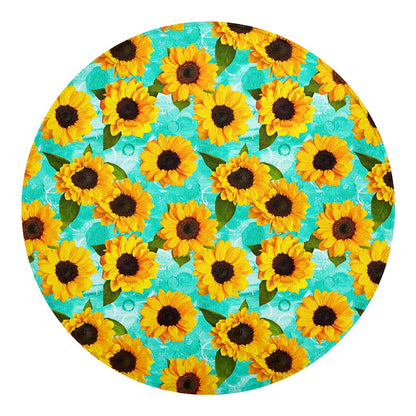 Bright Sunflower Pattern Print Round Blanket