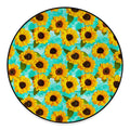 Bright Sunflower Pattern Print Round Floor Mat
