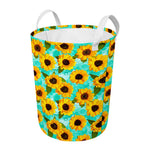 Bright Sunflower Pattern Print Round Laundry Basket
