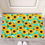 Bright Sunflower Pattern Print Rubber Doormat