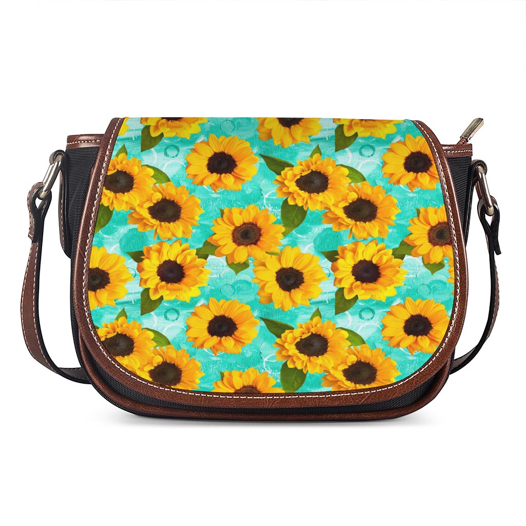 Bright Sunflower Pattern Print Saddle Bag