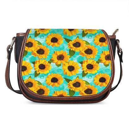 Bright Sunflower Pattern Print Saddle Bag