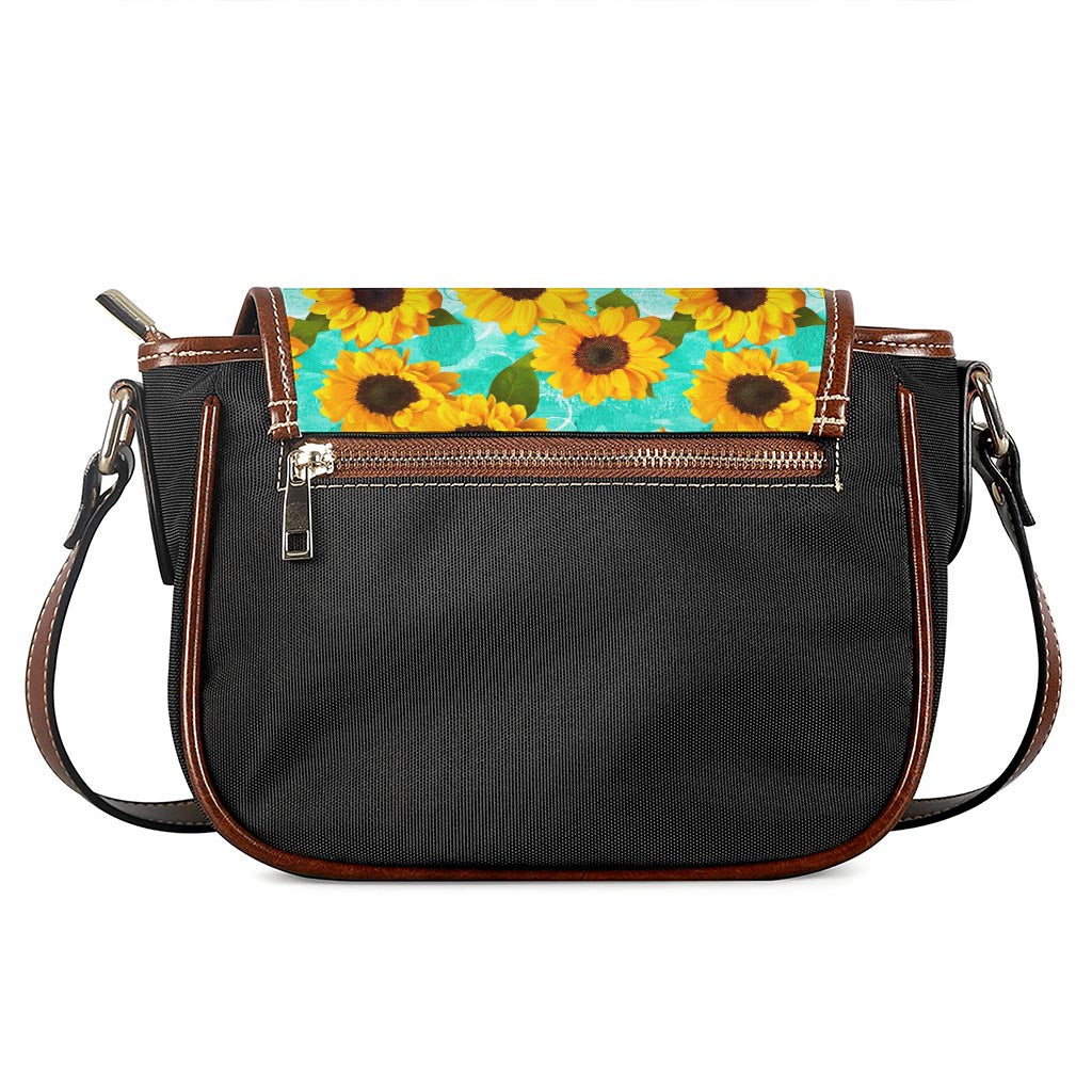 Bright Sunflower Pattern Print Saddle Bag
