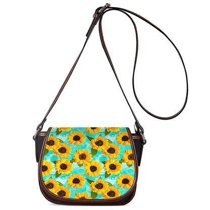 Bright Sunflower Pattern Print Saddle Bag
