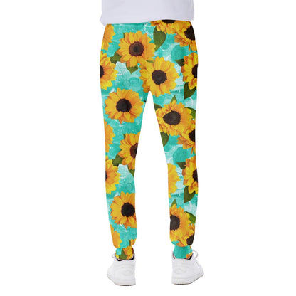 Bright Sunflower Pattern Print Scuba Joggers