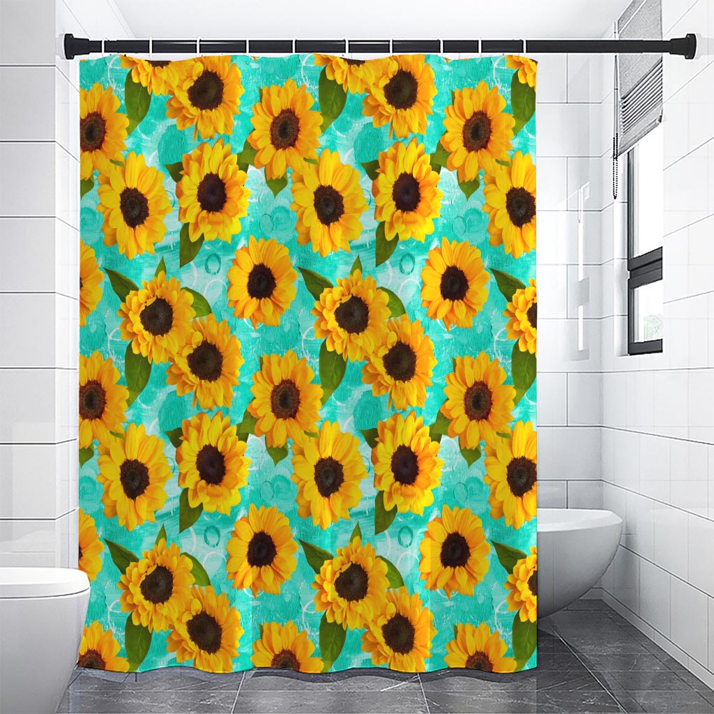 Bright Sunflower Pattern Print Shower Curtain