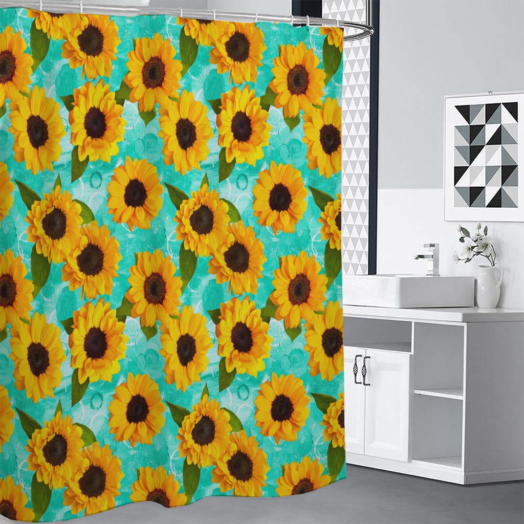 Bright Sunflower Pattern Print Shower Curtain