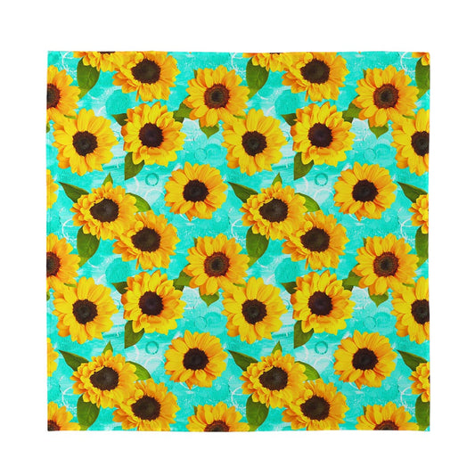 Bright Sunflower Pattern Print Silk Bandana