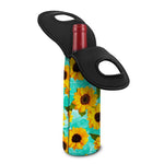 Bright Sunflower Pattern Print Single Neoprene Wine Tote