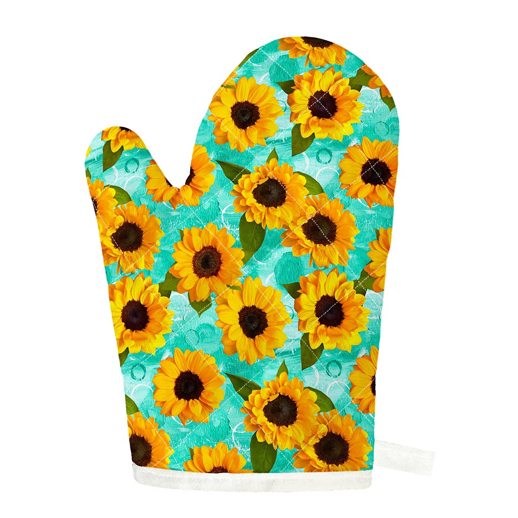 Bright Sunflower Pattern Print Single Oven Mitt
