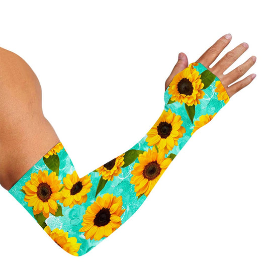 Bright Sunflower Pattern Print Sun Protection Arm Sleeves