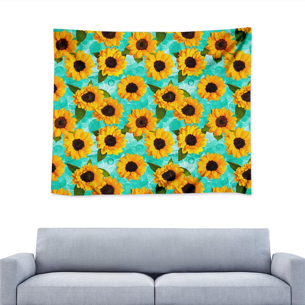 Bright Sunflower Pattern Print Tapestry