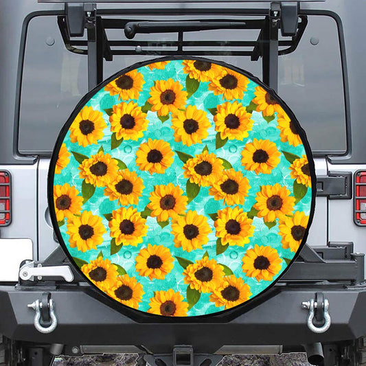 Bright Sunflower Pattern Print Tire Cover