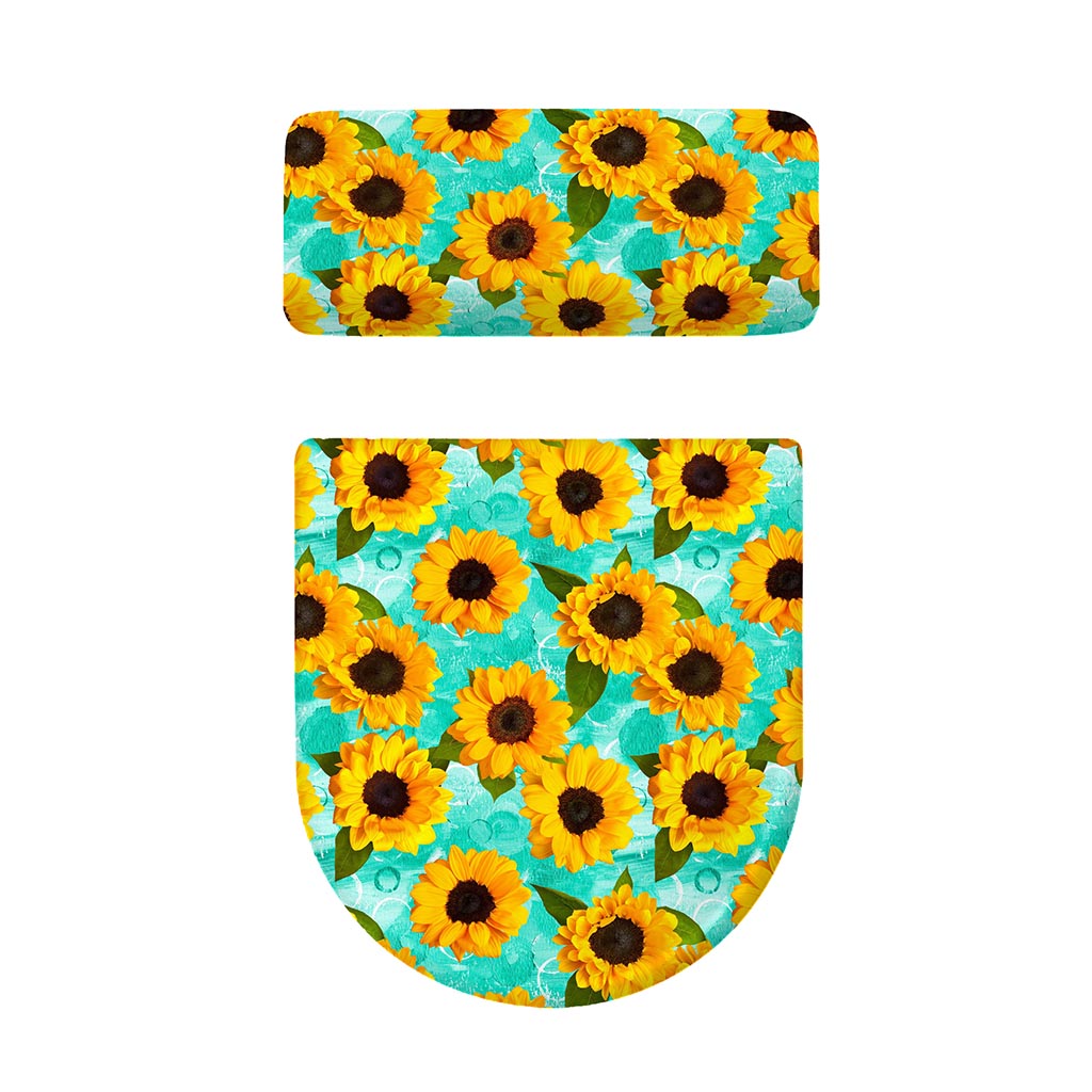 Bright Sunflower Pattern Print Toilet Lid And Tank Cover Set