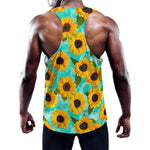 Bright Sunflower Pattern Print Training Tank Top
