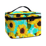 Bright Sunflower Pattern Print Travel Makeup Bag