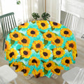 Bright Sunflower Pattern Print Waterproof Round Tablecloth