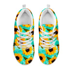 Bright Sunflower Pattern Print White Running Shoes