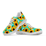 Bright Sunflower Pattern Print White Running Shoes