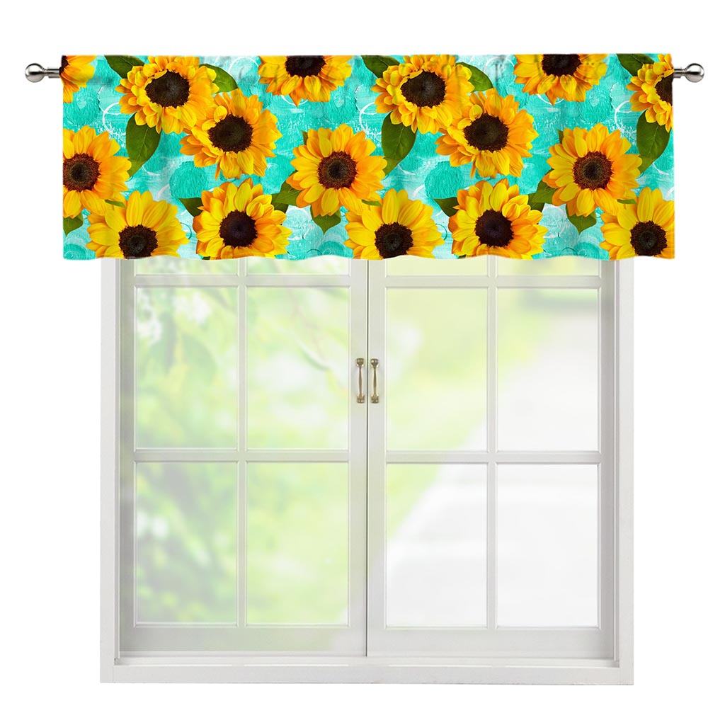 Bright Sunflower Pattern Print Window Valance