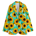 Bright Sunflower Pattern Print Women's Cotton Blazer