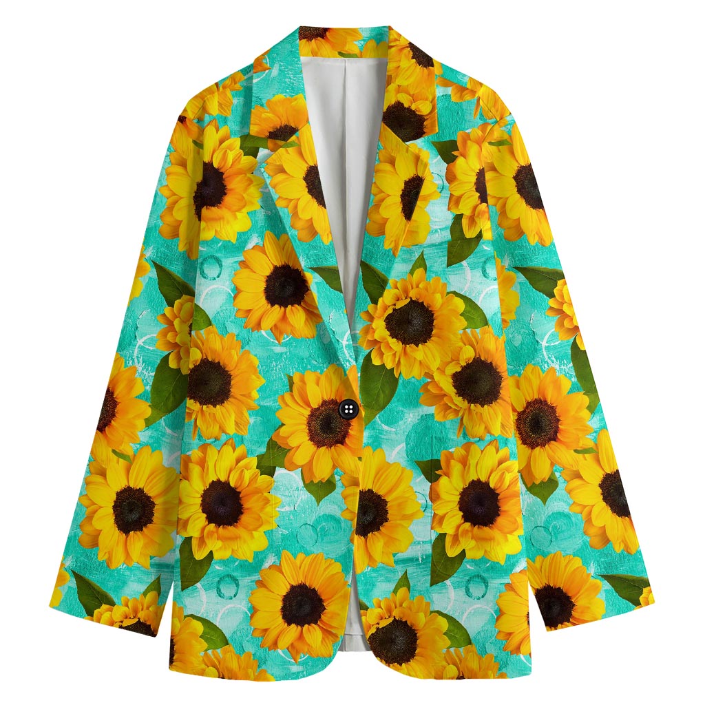 Bright Sunflower Pattern Print Women's Cotton Blazer