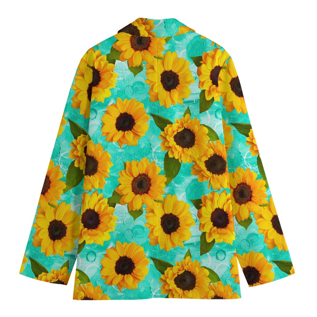 Bright Sunflower Pattern Print Women's Cotton Blazer