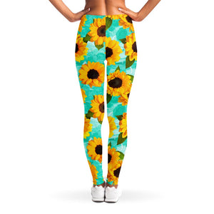 Bright Sunflower Pattern Print Women's Leggings