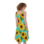 Bright Sunflower Pattern Print Women's Sleeveless Dress