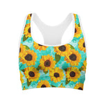 Bright Sunflower Pattern Print Women's Sports Bra
